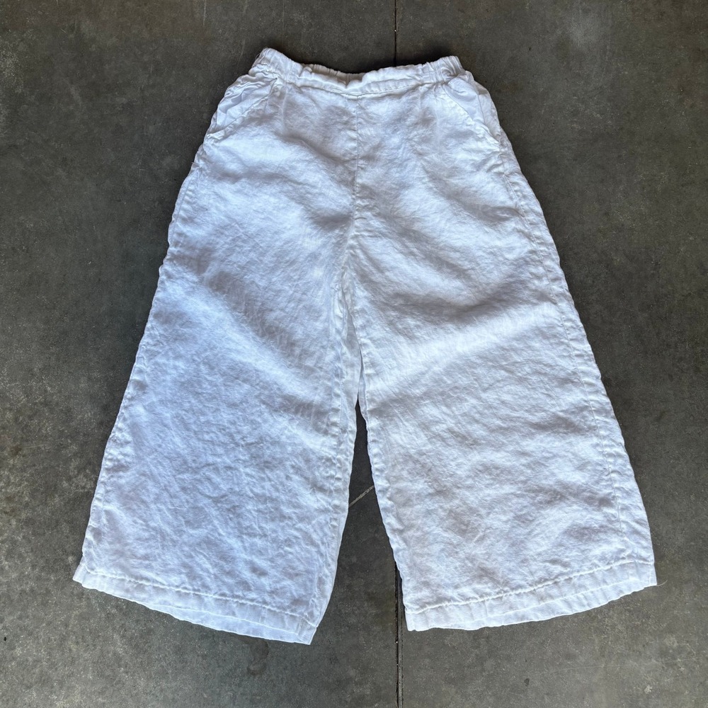 CP Shades x Garnet Hill Wide Leg Linen Pants Women's Large White Cropped Summer